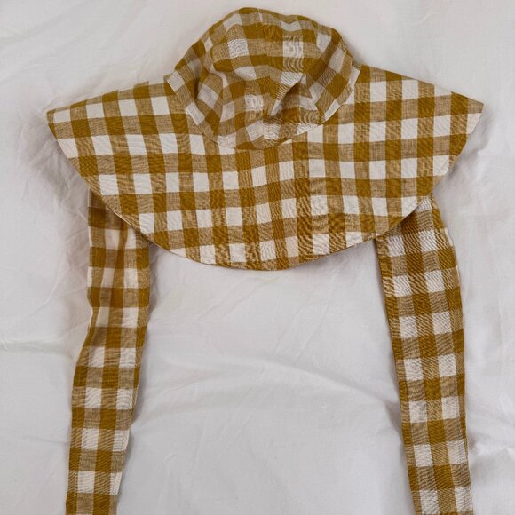 Bien Fifi Olive Gingham Cotton/Linen Tie Sunhat - Picture 2 of 8